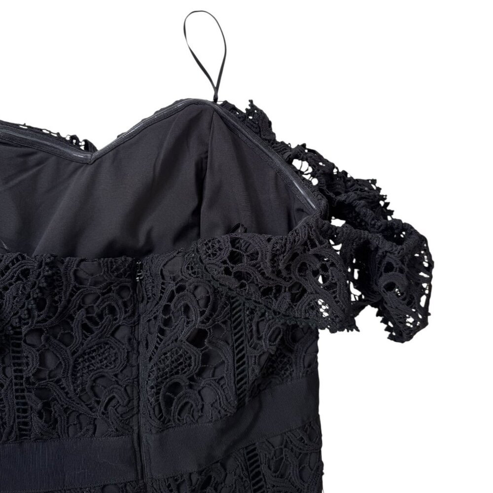 Adelyn Rae Maddie Off The Shoulder Black Lace Mini Dress Size S - Picture 11 of 13